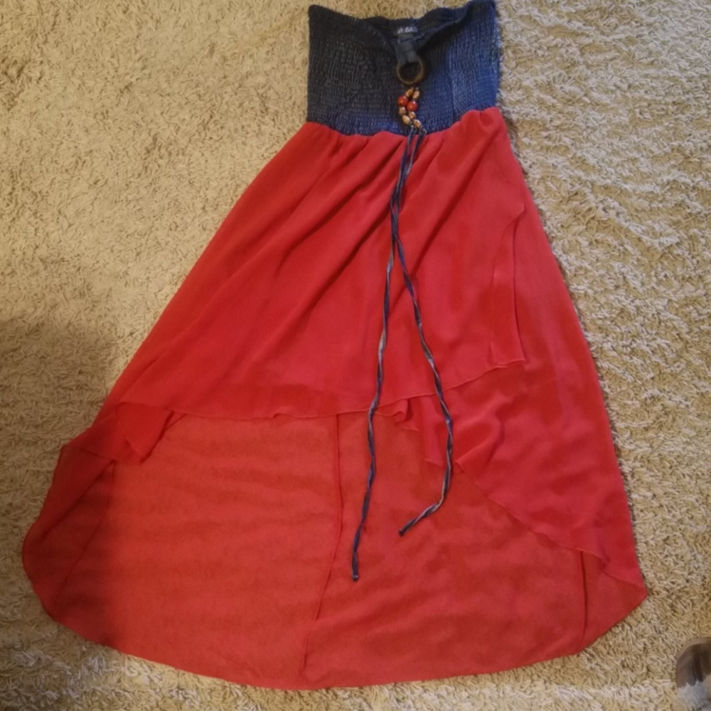 Jean and coral hi to low dress